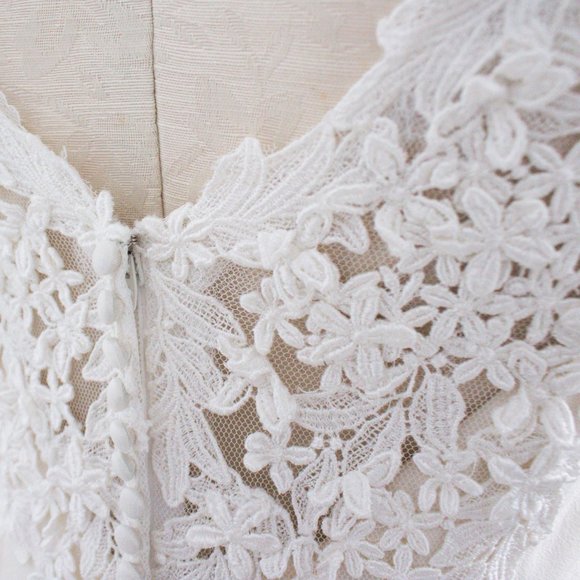 Wedding Dress Vintage 70s 4 6 Floral Lace Princess Gown White Boho Full A-line - Picture 10 of 14